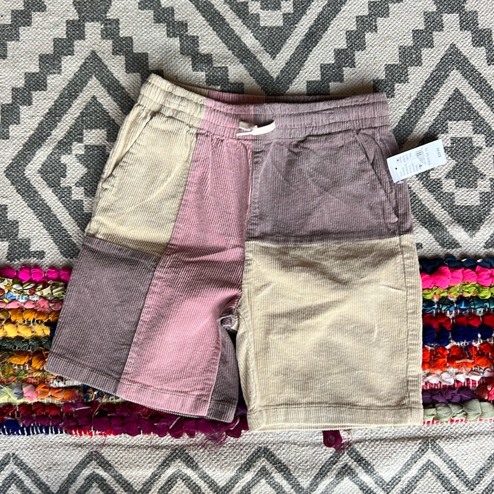 PacSun Pink Patchwork Corduroy Volley Shorts ~ size 12